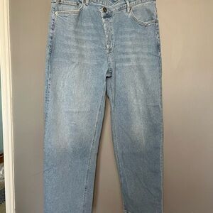 Lola High Rise Cross Over Button Women's Light Blue Relaxed Jeans